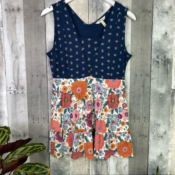 MATILDA JANE Wonderment Feeling Good Navy Floral Peasant Top Size Small - Picture 1 of 7